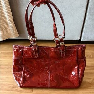 Coach Red Patent Leather Shoulder Bag